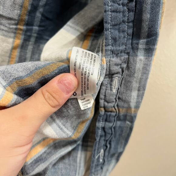 Merona Blue Plaid Button Up Shirt Casual Collared Button Down Size Small - Picture 7 of 8